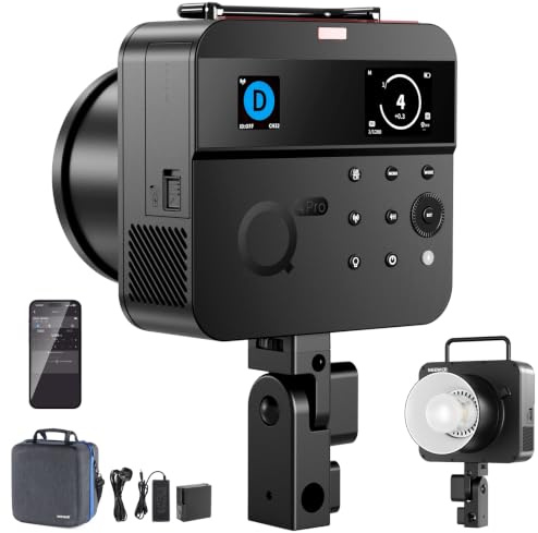 NEEWER Q4PRO - Flash stroboscopico per studio esterno, 400 W, 2,4 G, TTL, compatibile con Godox, luce di controllo APP, 1/8000 HSS 6000 K 2800 mAh doppio schermo Monolight Bowens Mount/0,01-1,2s