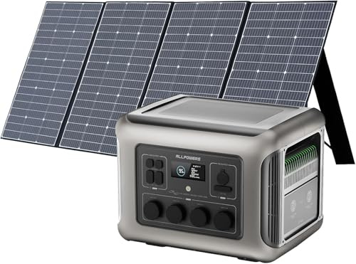 ALLPOWERS R2500 V2 Generador Solar Portátil 2500W/1920Wh,Batería Solar Portátil LiFePo4 con 4 * 2500W Salidas AC,SAI<15ms,MPPT 1000W max,Incluye Panel Solar 400W,para Hogar Emergencias Exteriores