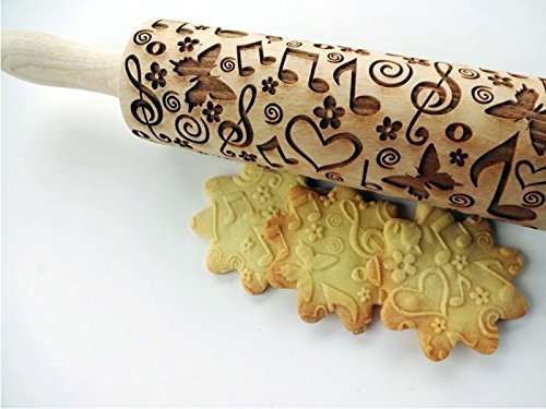 Embossing Rolling Pin SUMMER TIME. Laser engraved dough roller with SUMMER pattern for embossed cookies or pottery by Algis Crafts
