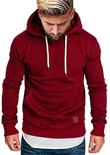 riou ¡Oferta Sudaderas con Capucha para Hombre Cosy Chaqueta Deportiva Sudadera con Cremallera Completa Ecosmart Hoodie Casual Jerséis Top Blouse ¡Caliente! (Red, L)