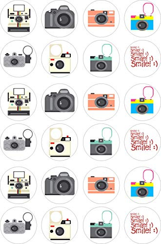 The Cake Decorators Boutique 24 Photo Cameras style edible Iced Icing CupCake Toppers