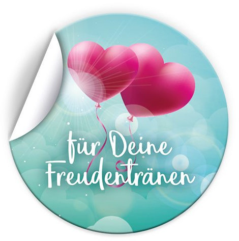 JuNa-Experten 25 Freudentränen Aufkleber für Papiertüten Flachbeutel Geschenk-Verpackung Mitgebsel-Verpackung für Hochzeit, Taufe/romantische Sticker