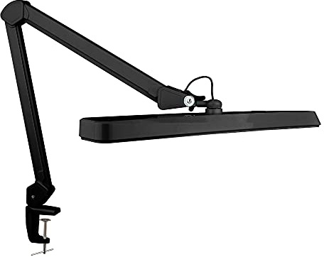 Neatfi XL 2,500 Lumens 30W LED Task Lamp for Manicure Table, Crafts, Workbench, Office – 56 cm Wide Shade Desk Light | Eye-Caring 6500K | 4-Level Brightness | Clamp Mount (Black, 56 cm)