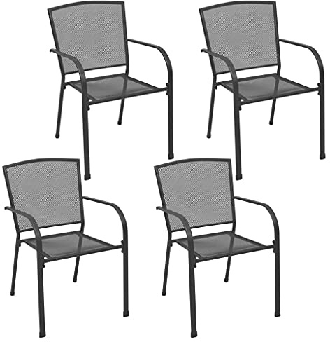 vidaXL Trädgårdsstolar 4 st nätdesign antracit stål, altanstol, terrasstolar, meshstol, altanstolar, terrasstol, meshstolar, nätstol, nätstolar