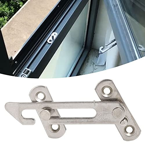 Limitador de ventana, Tope de ventana abatible de acero inoxidable, Restrictor de ventana de protección para niños, para ventanas y puertas Cerradura de protección para niños