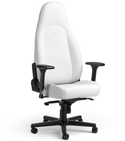 noblechairs Icon White Edition – Bequemer Gamingstuhl – Bürostuhl 150 kg Tragkraft – ergonomischer Stuhl – Drehstuhl – Gamer-Sitz – Kissen inklusive