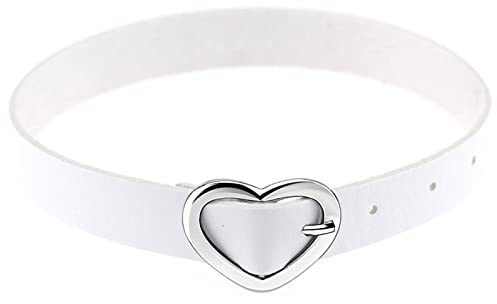 JewelryWe Schmuck Punk Herz Choker Halsband Gothic Leder Halsreif Erstellbare Kragen Halskette Collier Kette schwarz Damen