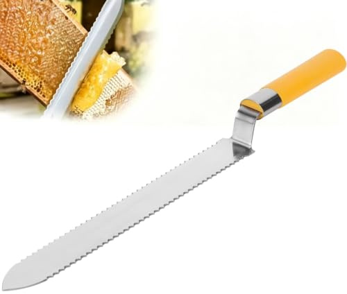 Honig Entdeckelungsmesser, Gezahntes Honig Schabemesser aus Edelstahl | 41.5x4x4cm / 16.3x1.6x1.6in, Entdeckelungsmesser zum Ernten und Extrahieren