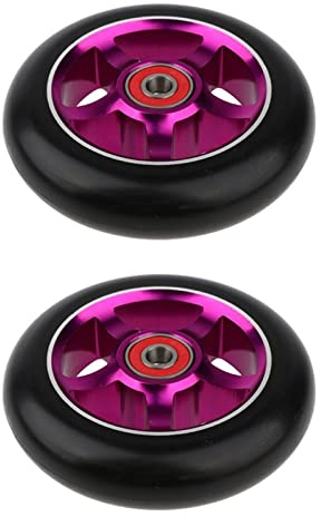 TRENDYBOY Stunt-Scooter-Räder aus Aluminiumlegierung, 100 mm, mit Kugellager, Kick-Scooter, Roller-Teile, Ersatzzubehör (Farbe: lila)
