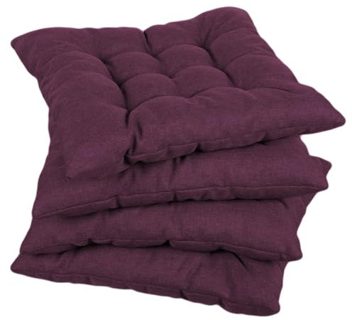 Gutekissen® Stuhlkissen gesteppt Quadrat Polsterauflage Auflage für Stühle/Bänke für Haus und Garten Sitzauflage Gartenkissen Sitzkissen viele Farben (50x50, Violett, 4)