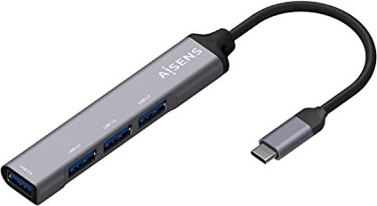 Aisens - Hub Usb 3.1 Usb-C. Usb-C/M-4Xtipo A/H. Gris. 10Cm