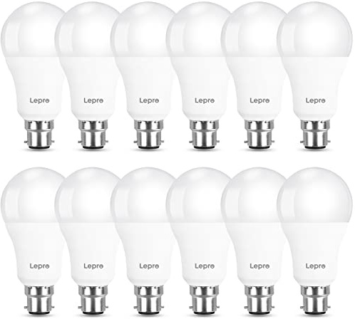 Lepro Bayonet Light Bulbs 100W Equivalent, Cool White 6500K, 13W 1520lm Super Bright LED Bayonet Bulb, Daylight B22 LED Bulbs, BC GLS Energy Saving Lightbulbs Bayonet, Non-dimmable, Pack of 12