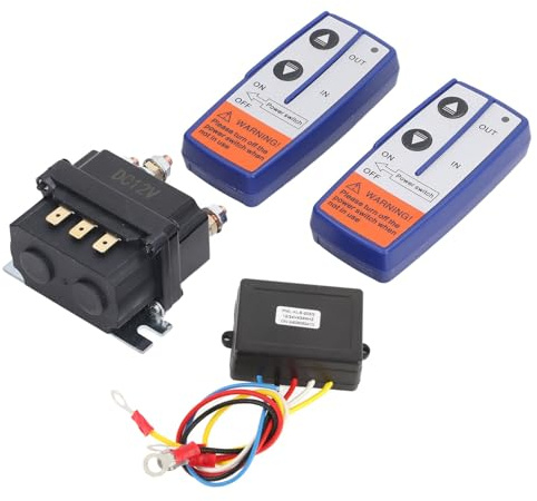 Asixxsix Contacteur De Relais De Solénoïde De Treuil 12 V 250 A Avec 2 Pièces De Télécommandes Sans Fil Kit De Relais De Treuil Universel Pour ATV UTV Camion Motoneige Tondeuse