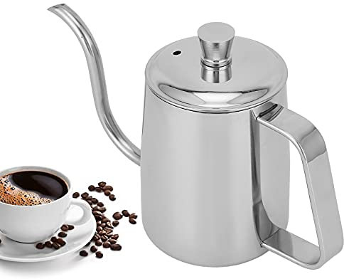 VVHUDA Schwanenhals-Wasserkocher, Elegante, praktische Kaffeekanne für Zuhause/Büro/Hotel/Restaurant/Bar (Silber, 350 ml) small Gift
