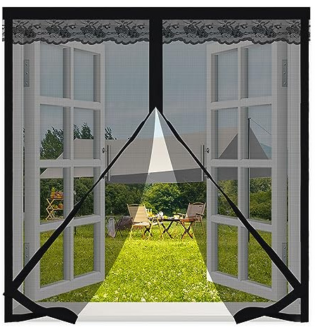 Magnet Fliegengitter Fenster 90x125cm,Mückenschutz Fenster,Fliegengitter Magnet Fenster mit KlettverschlüSsen,Fenster Fliegengitter Magnet für Balkontür Wohnzimmer,Schwarz