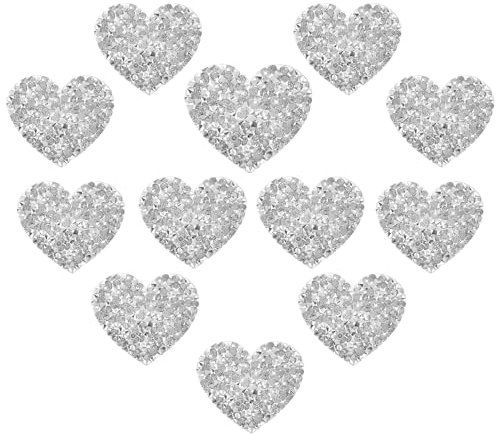 12 Stück Herzform Bügelbilder Strass Aufbügelflicken, Strass Aufnäher Zum Aufbügeln, Flicken Zum Aufbügeln Für Kinder DIY T-Shirt Jeans Kleidung Flicken Pat