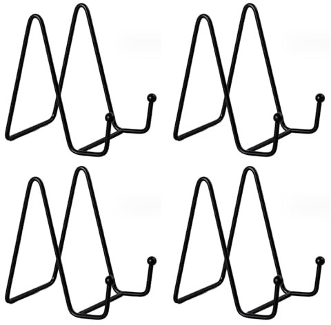 SXCCNW Metal Plate Stands for Display, 4 Pcs Display Stand, Picture Stand, Decorative Book Display Stand, Irontable Top Easel for Display Pictures, Book, 10 X 10 X 7.5 Cm