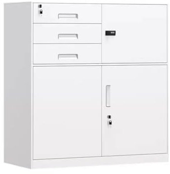 Vertikaler Aufbewahrungsschrank Vertikaler Aktenschrank aus Metall, abschließbarer Aufbewahrungsschrank, verstellbare Trennwand for Zuhause, Werkzeugschrank, Größe: 83,8 cm Aktenschrank für das Büro (