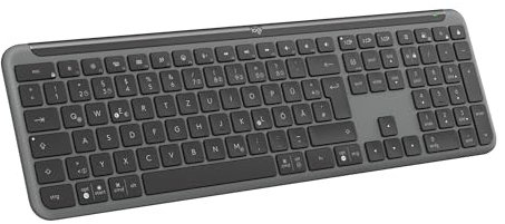 Logitech Signature Slim K950 kabellose Tastatur, schlankes Design, Wechseln zwischen Geräten beim Tippen, leises Tippen, Bluetooth, Multi-OS, Windows, Mac, Chrome, DEU QWERTZ-Layout, Graphit