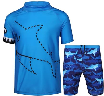 A2Z 4 barn Pojkar Badkläder Tvådelad topp och badbyxor Shorts Set Baddräkt - SW Set 872 Shark 2-3