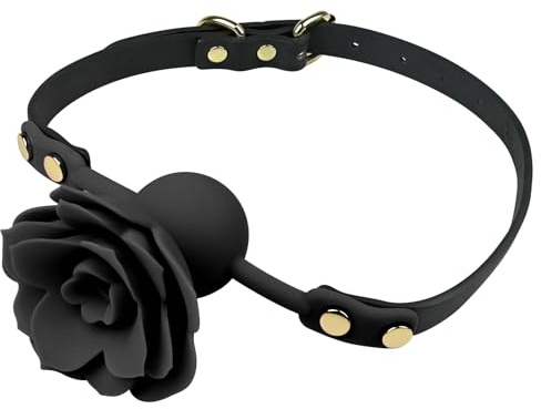 SXOVO Mordaza Boca Sex Toýs Male Female - Silicona Ball Gag de Flores, Mordaza de Bola ajustable para Esclavas Fetiche Cosplay, BDSM Juguetes Eróticos para Pareja Sexuales (Negro)