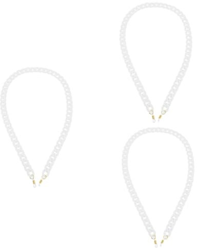 GALPADA 3 Stk Bonbonfarbene Brillenkette Brillenketten Für Damen Stylish Brillenhalter Mode-halskette Brillenbänder Halsketten Mit Anhänger Kinderbrille Acryl Weiß Zubehör Gesicht Fräulein