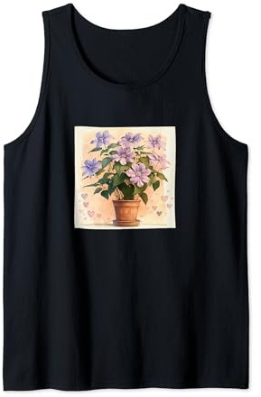 Clematis Plant In Pot Cottagecore Hearts Graphic Tank Top