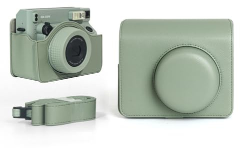 Hesupy Carrying Case for Instax Wide 400, Retro Camera Bag Storage Protective Cover with Shoulder Strap, PU Leather Case Portable Travel Organizer for Wide 400 Instant Camera (Green)