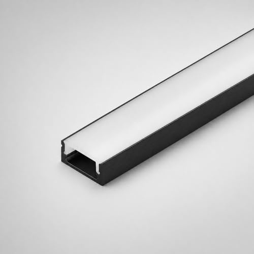 ALP1808-Black LED Aluminium Profile 2M / 6.6FT with Cover. LED Channels and Diffusers with End Caps (2)