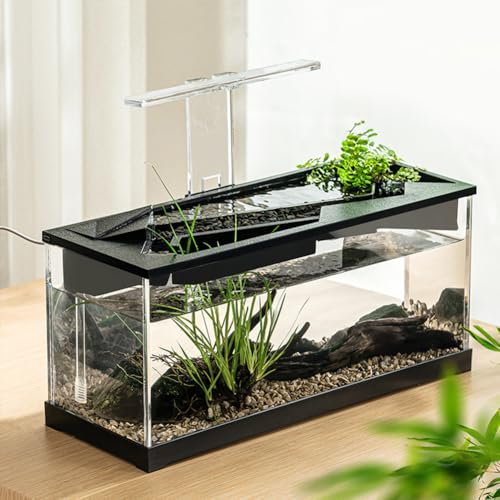 Aquarium-Set mit Wasserpumpe Interner Lichtstreifen, transparentes rechteckiges Aquarium aus Acryl für den dekorativen Schreibtisch im Home-Office-Raum Aquarium
