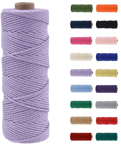 MORAINJAY 2mm Hilo de Macramé 100% Algodón,100m Morado Claro Cuerda para Manualidades,19 Colores Más,Cordón para DIY,Decoración y Regalos