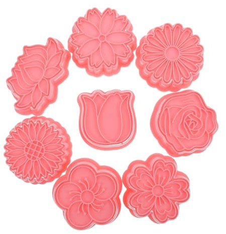 Amosfun 8pcs Flower Biscuit Mold Reusable Baking Molds Cookie Stencils Floral Design Cookies Making for Home Baking