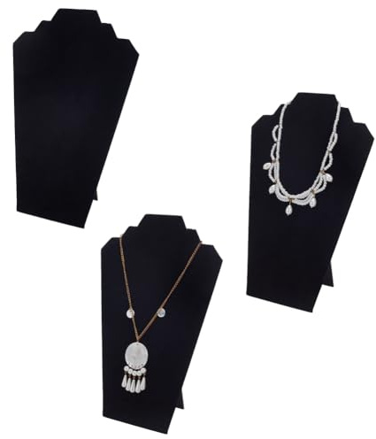 FINGERINSPIRE 3 Support de Chaîne de Collier en Velours Noir de 31cm de Hauteur Support de Bijoux Support de Chaîne Présentoir de Collier en Carton Présentoirs de Buste pour Colliers à Chaînes