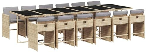 vidaXL Matgrupp för trädgården med dynor 5 delar mixbeige konstrotting, matgrupp för trädgården, matbord och stolar, uteplatsbord och stolar