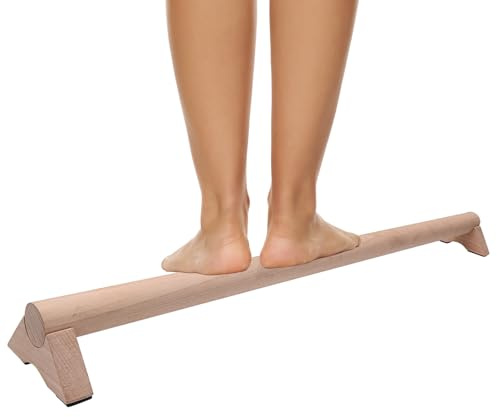 Diegimr Schwebebalken, 101 cm Runder Schwebebalken aus Buchenholz Vielseitiger Sensorischer Schwebebalken Balkengymnastik für Zuhause Bodenschwebebalken