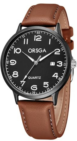 CIVO Herren Uhr Analog Armbanduhr: Groß Zahlen Quarzuhren - Braun Schwarze Wasserdicht Herren Uhren mit Lederarmband