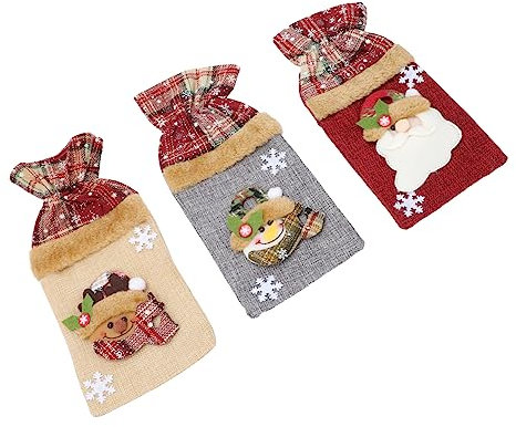 TOPBATHY 2 Sätze Weihnachtsweinflaschen-set Bierdosenhülle Weihnachtsweinflaschentasche Weihnachtsweinflaschenkleid Flaschenhülle Weinverschlüsse Für Flaschen Wein Ärmel Lappen 3 Stück * 2