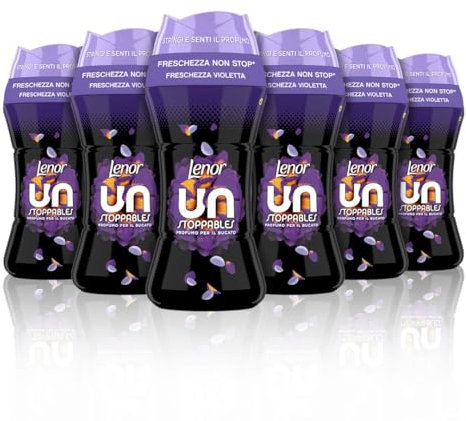 LENOR UNstoppables Perlas de Perfume para la Ropa, 96 Lavados (6 x 195g), Suavizante con Fragancia Violeta Fresca, Potenciador de Frescor