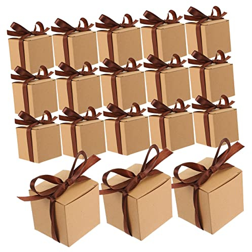ERINGOGO Kraftpapier Geschenkbox 50 Stück Kleine Pralinenschachteln mit Band Süßigkeiten Verpackung für Hochzeit Valentinstag Weihnachten Party Dekoration