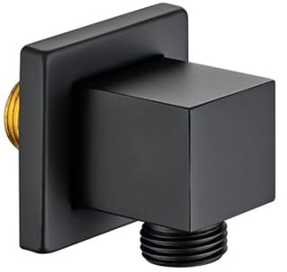 Black Hand Shower Wall Outlet Elbow, G1/2 Inch Handheld Shower Hose Connector Square Water Outlet Fitting for Home, Hotel, Bathroom