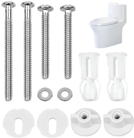 Xiciki 2 Pairs Toilet Seat Fittings Kit, Toilet Seat Screws, Universal Toilet Seat Fixing Kit, Bolts Toilet Seat Hinges Bolt Nut, Expanding Rubber Screws and Bolts for Toilet Covers Replacement