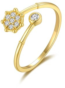 Wycian Bague Personnalisée Prénom Bague Femme en Or Jaune 14K Au585 de Forme Ronde Blanc Moissanite Taille pour Lesbienne Lesbienne