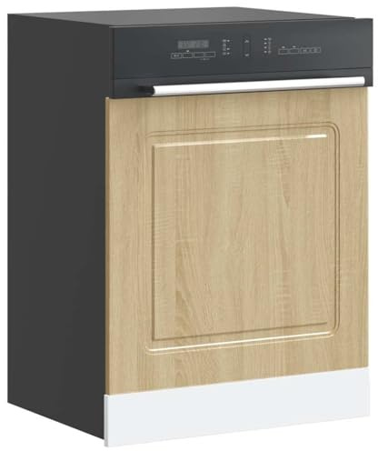 Qnhdfrt Cache de lave-vaisselle, façade en chêne Sonoma, 60 x 1,5 x 67 cm, pour lave-vaisselle intégré