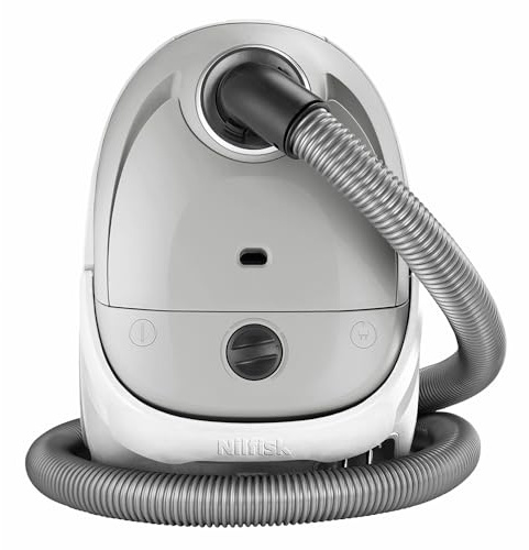 Nilfisk Aspiradora One para Suelos y Alfombras con Filtro HEPA - Aspirador Potente, Compacto y Ligero - Gris Claro 3L, 750W (LGRPC13P05A-HFN Parquet)