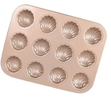 CHIZISX Nonstick Scallops Shape Madeleine Cake Baking Mold 6/12 Cavity Carbon Steel Oven Safe Kitchen Bakeware Dessert Tray Pan Carbon Steel Baking Mold