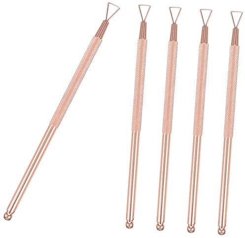 LRXIYODE 5 piezas Herramientas de Manicura de Acero Inoxidable para Cortar Cutículas Empujador de Cutícula Ergonómico y Quitador de Esmalte Gel Profesional Compacto y Ligero para Uso Casa