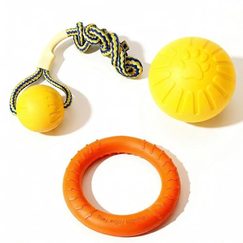TENZONGRET 3-Pack Soft Squeaky Dog Toys for Small Breeds, Quiet Teething Puppy Chew Toys, Low-Noise Interactive Chew Ball & Tug Ring for Chihuahua, Pomeranian, Yorkie in Apartments