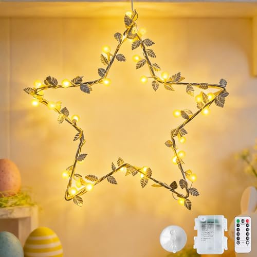 LED Kranz Lichterkranz Fenster mit Timer,LED Fensterbeleuchtung Weihnachten | 30cm Fensterkranz Hängend Fensterdeko Beleuchtet Ganzjährig,8 Modi,Türkranz Weihnachten Silberblatt Lichterkette Leuchtring
