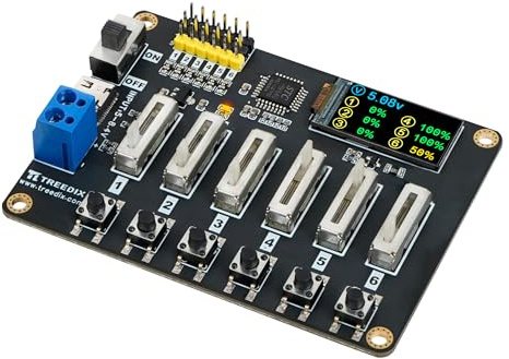 Treedix DC5-8.4V RC Digital Servo Tester, 6-Kanal Servo-Controller-Board | LCD-Echtzeit-Display Servo Tester mit Überstromschutz für RC-Autos,Flugzeuge,Roboter,Mechanische Greifer und Prüfwerkzeuge