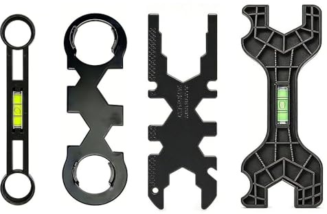 4‑Piece Wrench Set for Install, Removal & Repair of Taps & Shower Mixers | Built‑In Spirit Level, for Household Faucets & Shower Taps Repair, Install & Remove, Home Plumbing DIY, Universal Spanner